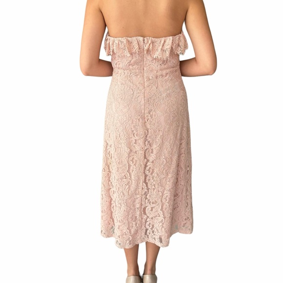 Nanette Lepore Blush Laced Ruffled Cotton Backless Cocktail Midi Dress Women’s 4 - Picture 14 of 16